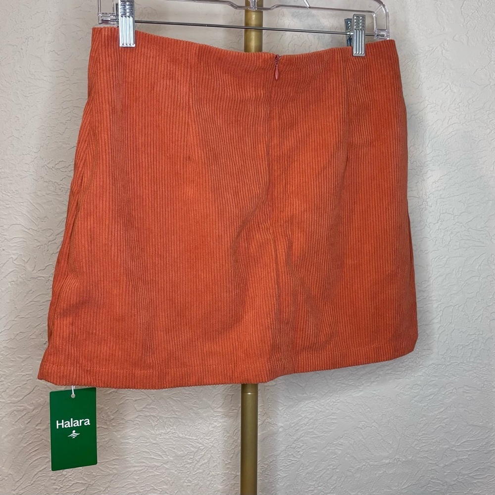 NEW HALARA Large Women's Corduroy Mini Skirt w/ shorts/skort - orange - Picture 3 of 4